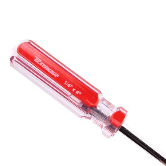 Imagen de Desarmador plano 1/4" x 4", barra acero cromado, mango PVC DP-144